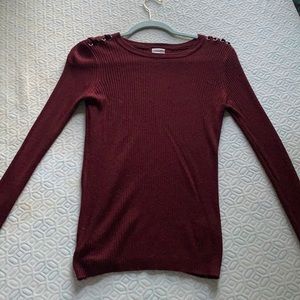 Burgundy ribbed long sleeve top